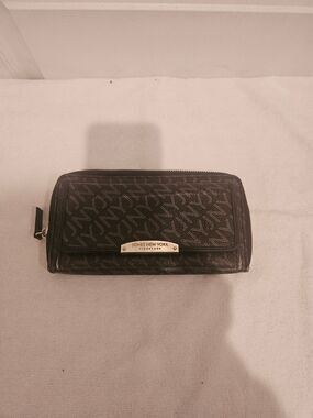 Jones New York Black Logo Zip-Around Wallet